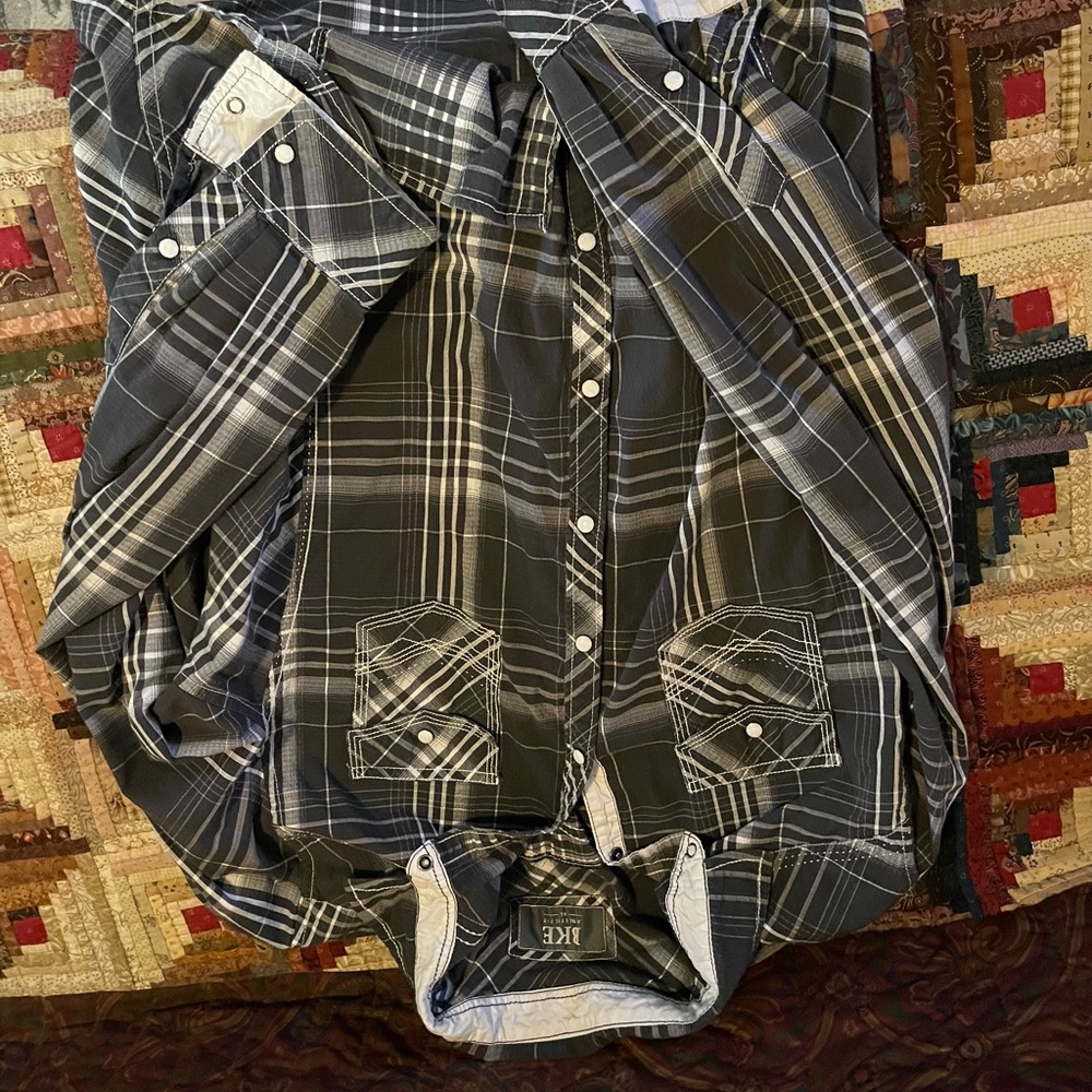 Bke dress shirt button snap xl
